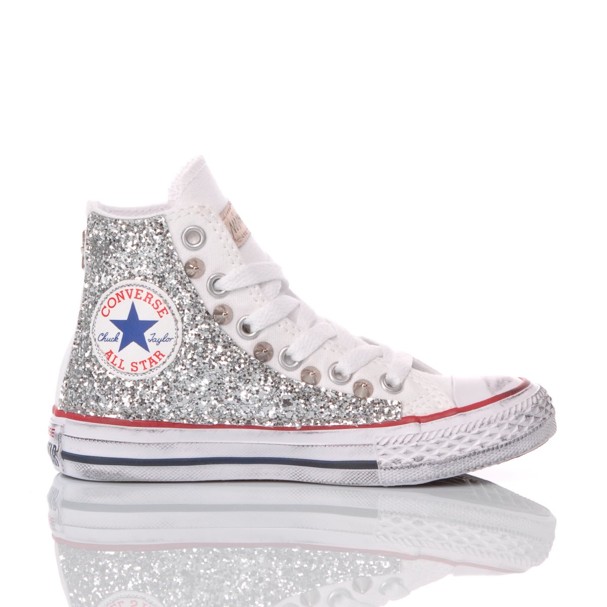 converse silver glitter shoes