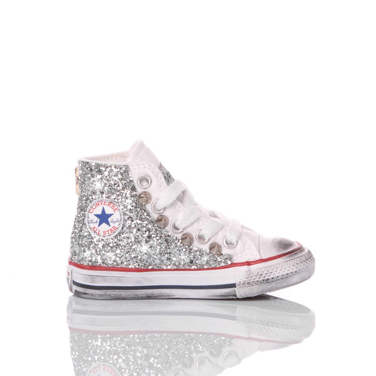 Converse Baby Glitter Silver customized 