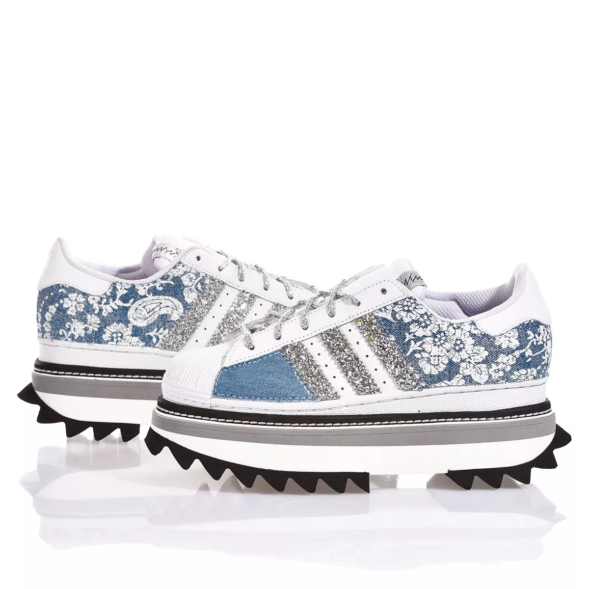 Adidas Fusion Denim Superstar, Platform brokat, Special