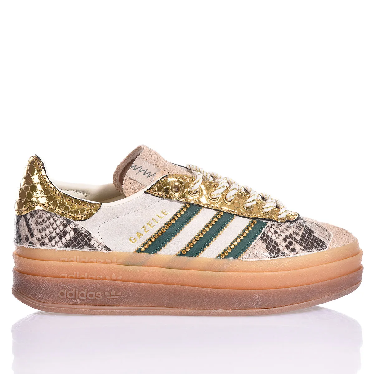 Adidas Gazelle Bold Gold Green Gazelle Animalier, Swarovski