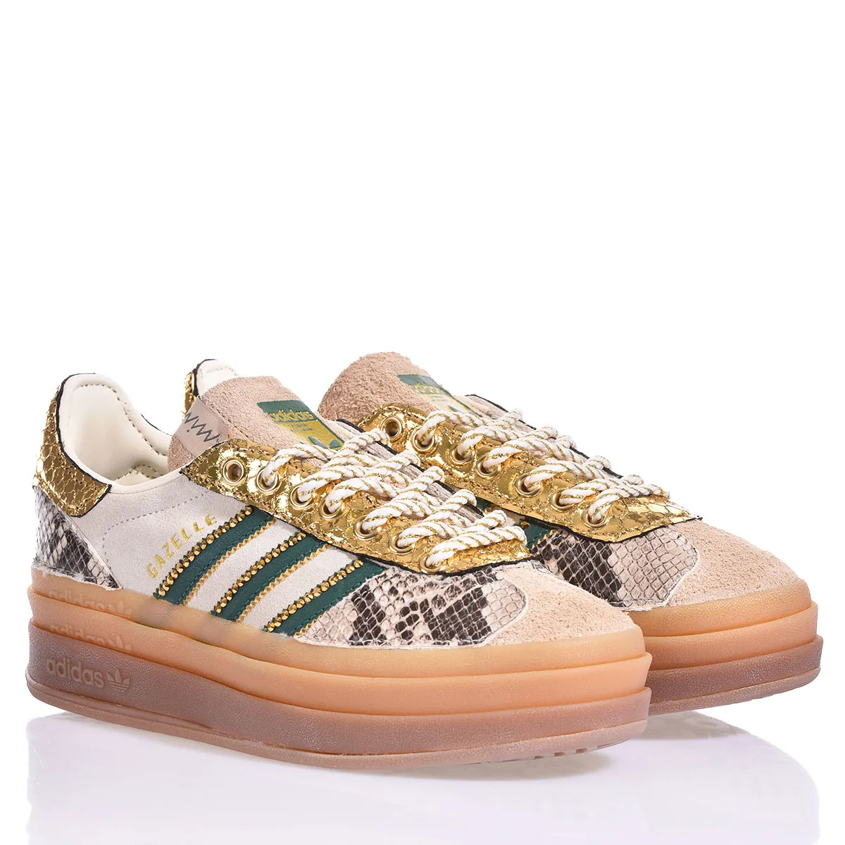 Adidas Gazelle Bold Gold Green Gazelle Animalier, Swarovski