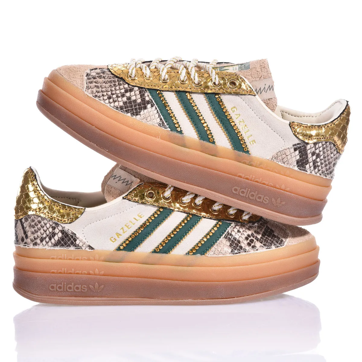 Adidas Gazelle Bold Gold Green Gazelle Animalier, Swarovski