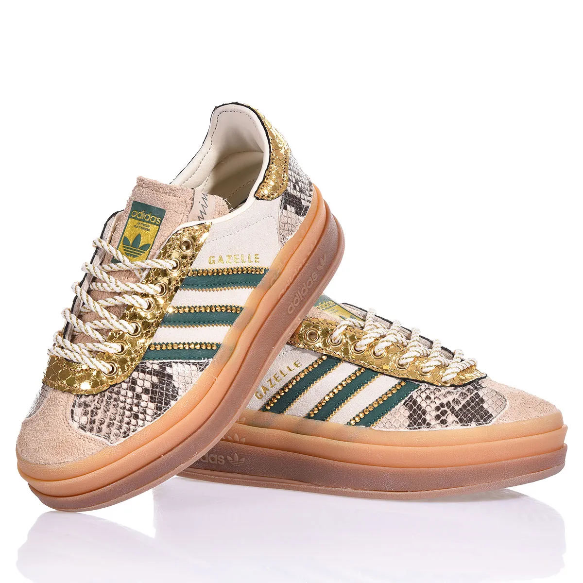 Adidas Gazelle Bold Gold Green Gazelle Animalier, Swarovski