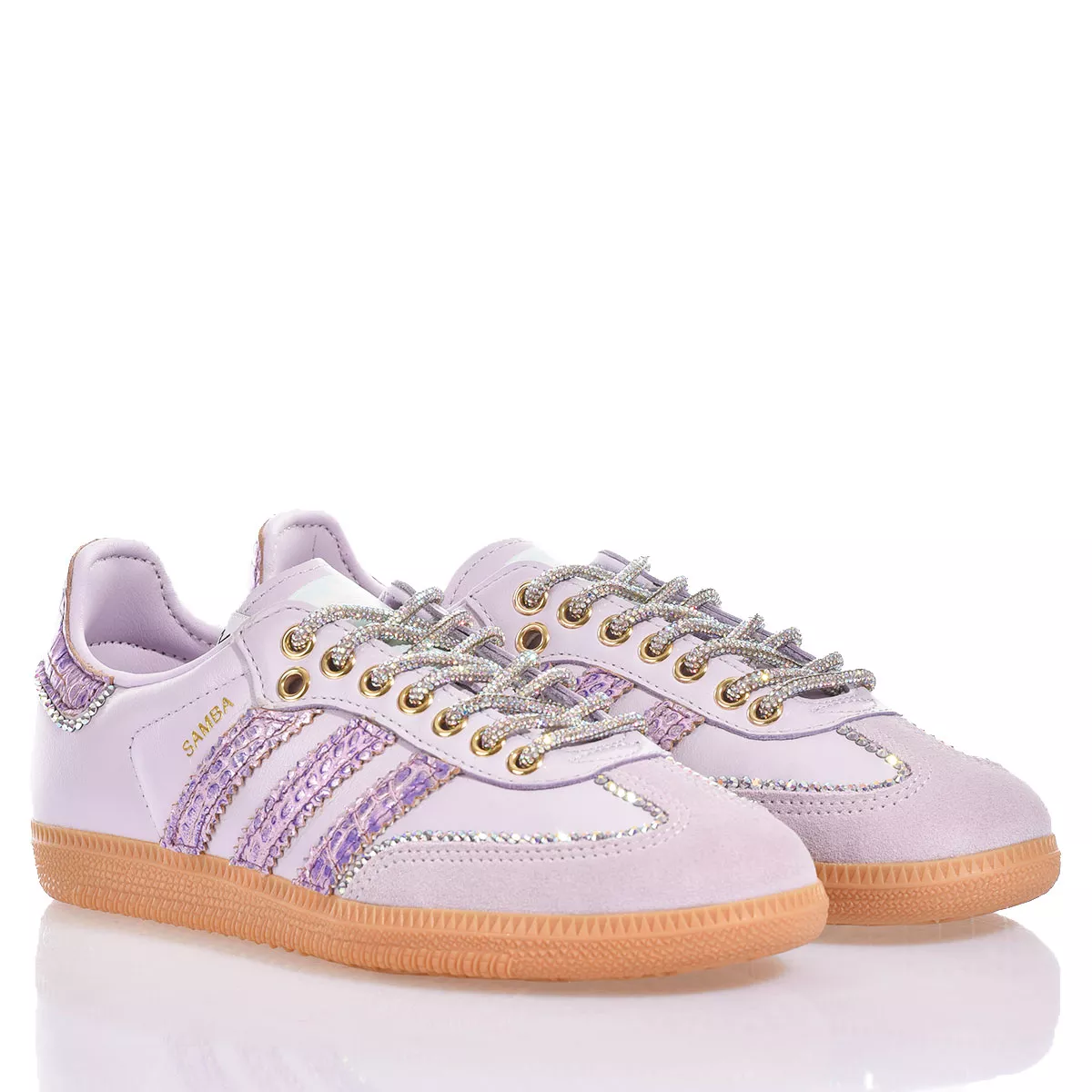 Adidas Samba Purple Skin  Estampados de animal, Swarovski