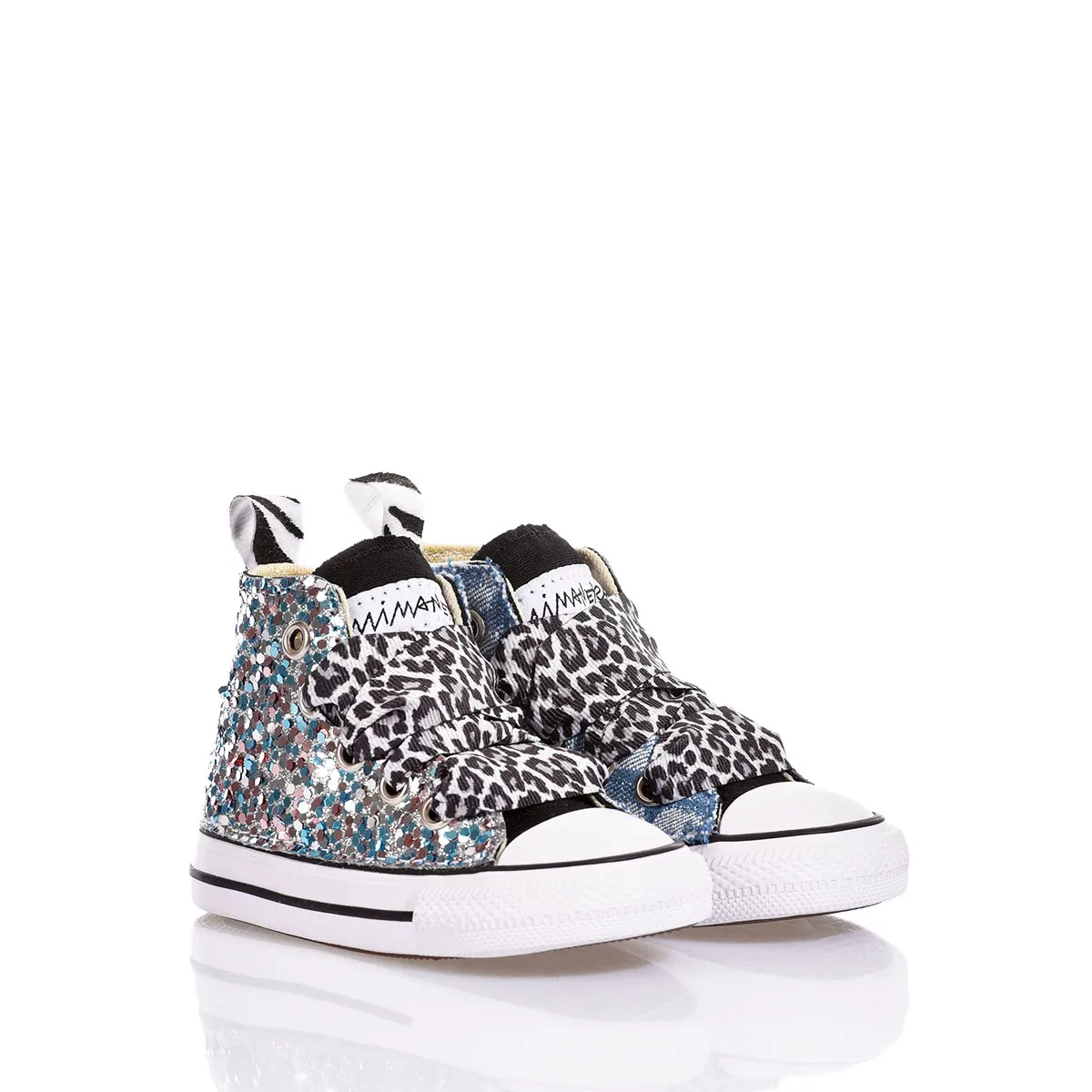 Converse Baby Denim Spark Chuck Taylor Hi Animalier, Glitter