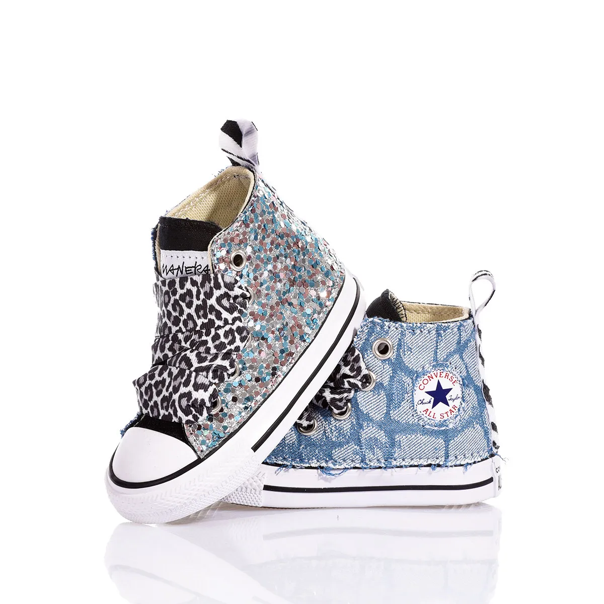 Converse Baby Denim Spark Chuck Taylor Hi Animalier, Glitter