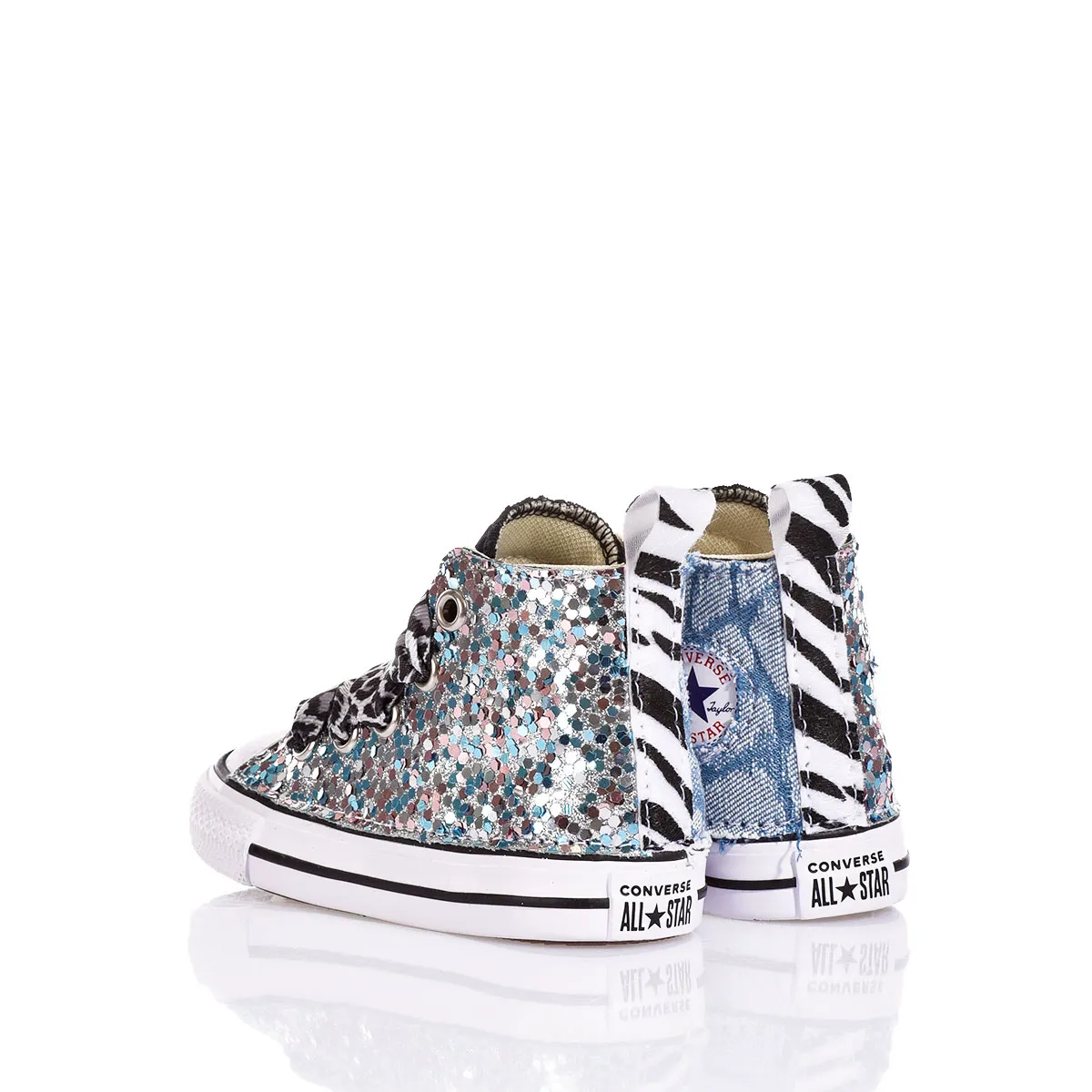 Converse Baby Denim Spark Chuck Taylor Hi Animalier, Glitter