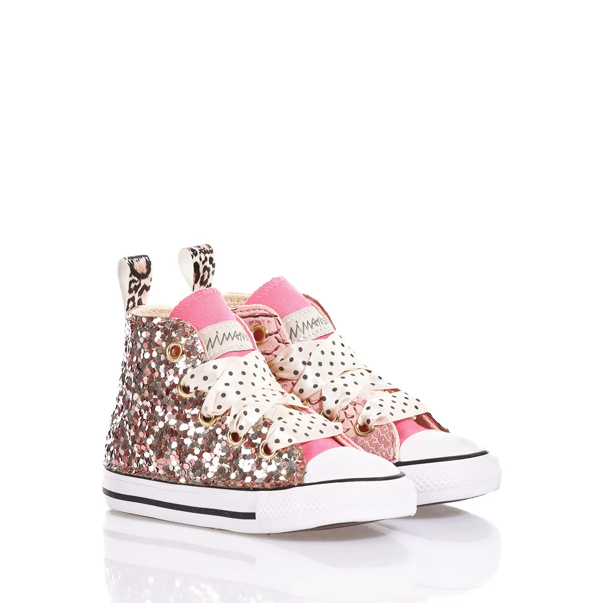 Converse Baby Pink Spark Chuck Taylor Hi Animalier, Glitter