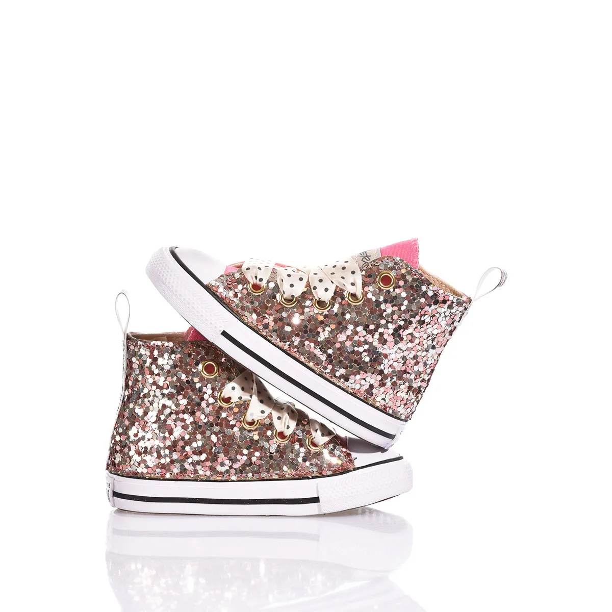 Converse Baby Pink Spark Chuck Taylor Hi Animalier, Glitter