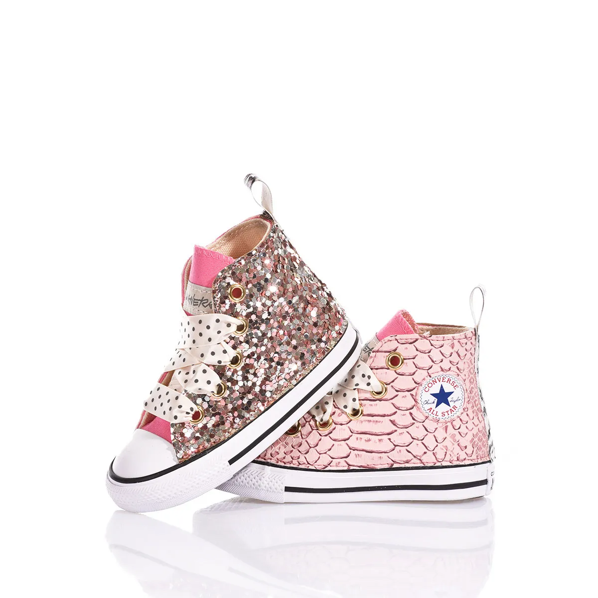 Converse Baby Pink Spark Chuck Taylor Hi Animalier, Glitter