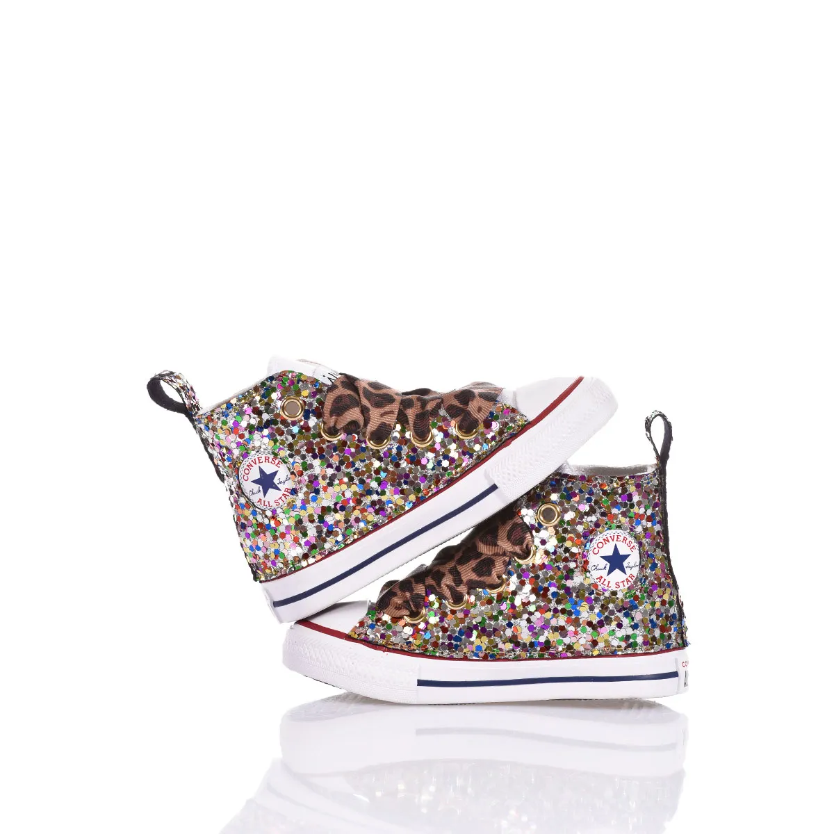 Converse Baby Tiger Rainbow Chuck Taylor Hi Animalier, Glitzer