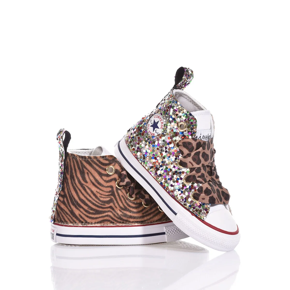 Converse Baby Tiger Rainbow Chuck Taylor Hi Animalier, Glitzer