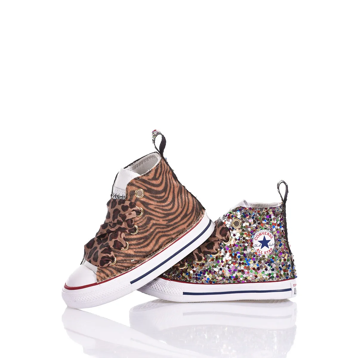 Converse Baby Tiger Rainbow Chuck Taylor Hi Animalier, Glitzer