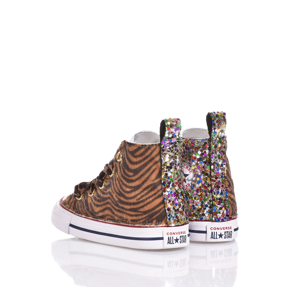 Converse Baby Tiger Rainbow Chuck Taylor Hi Animalier, Glitzer