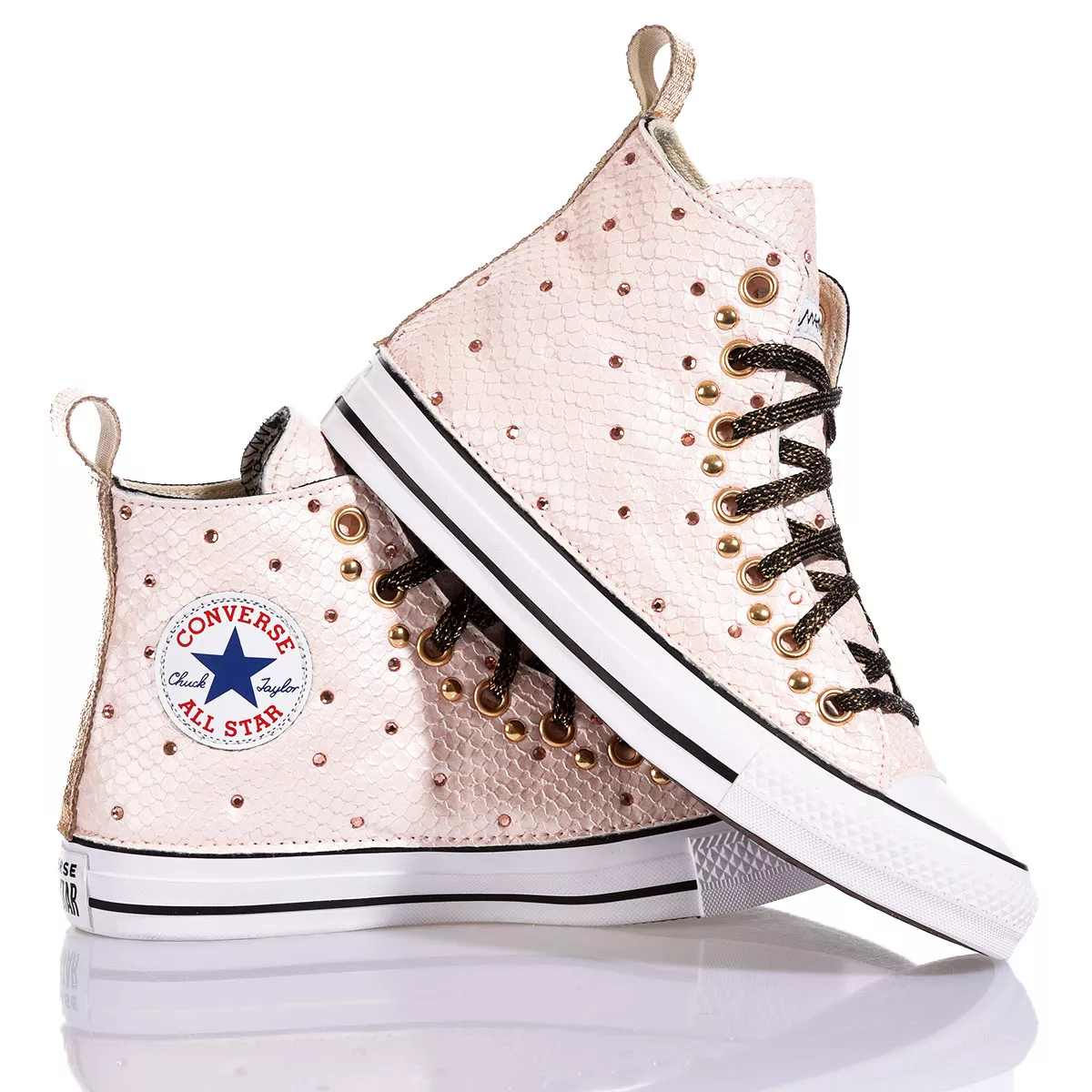 Converse Batu Gold Chuck Taylor Hi Borchie, Special, Swarovski