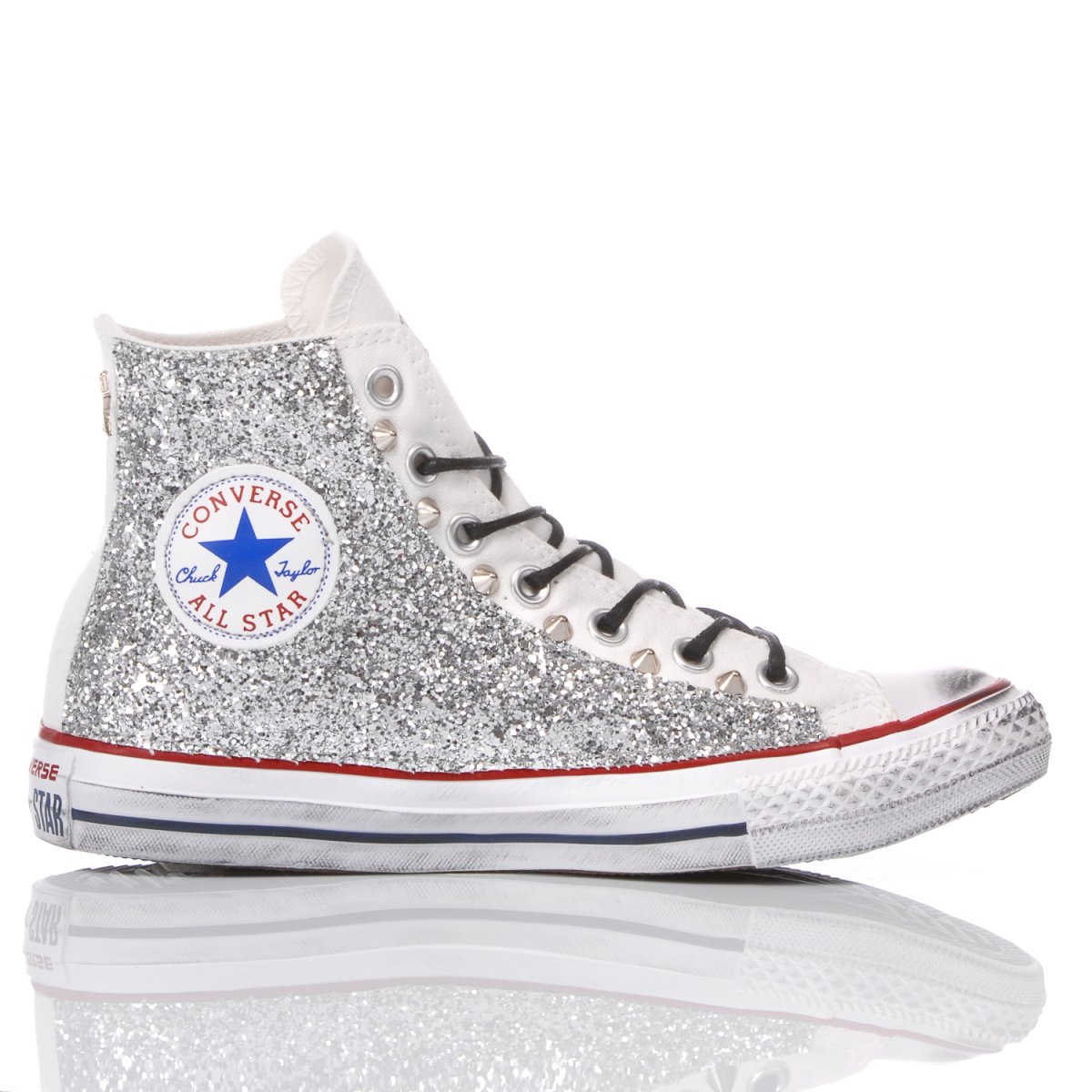 glitter silver converse