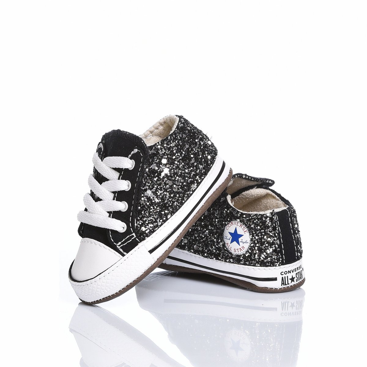 black glitter infant converse