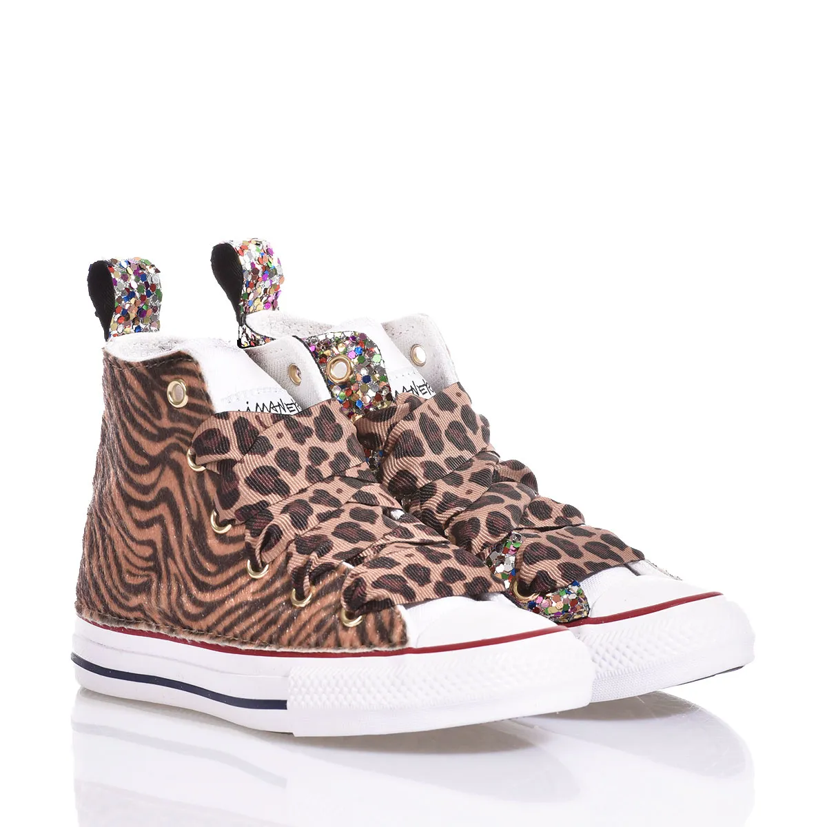 Converse Junior Tiger Rainbow Chuck Taylor Hi Animalier, Glitter