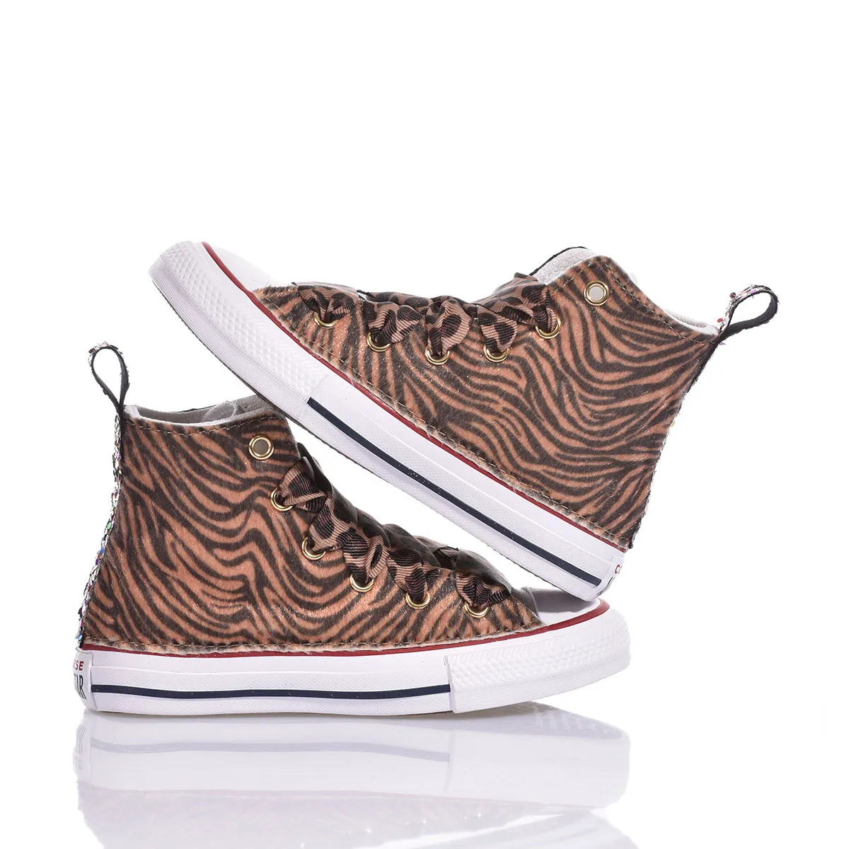 Converse Junior Tiger Rainbow Chuck Taylor Hi Animalier, Glitter