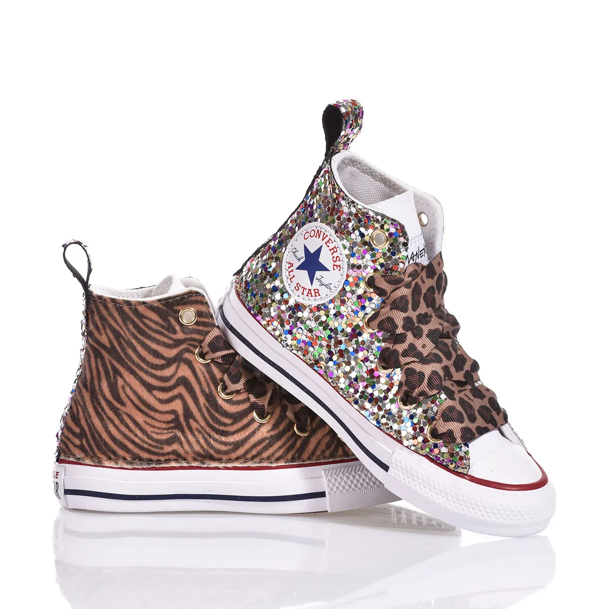 Converse Junior Tiger Rainbow Chuck Taylor Hi Animalier, Glitter