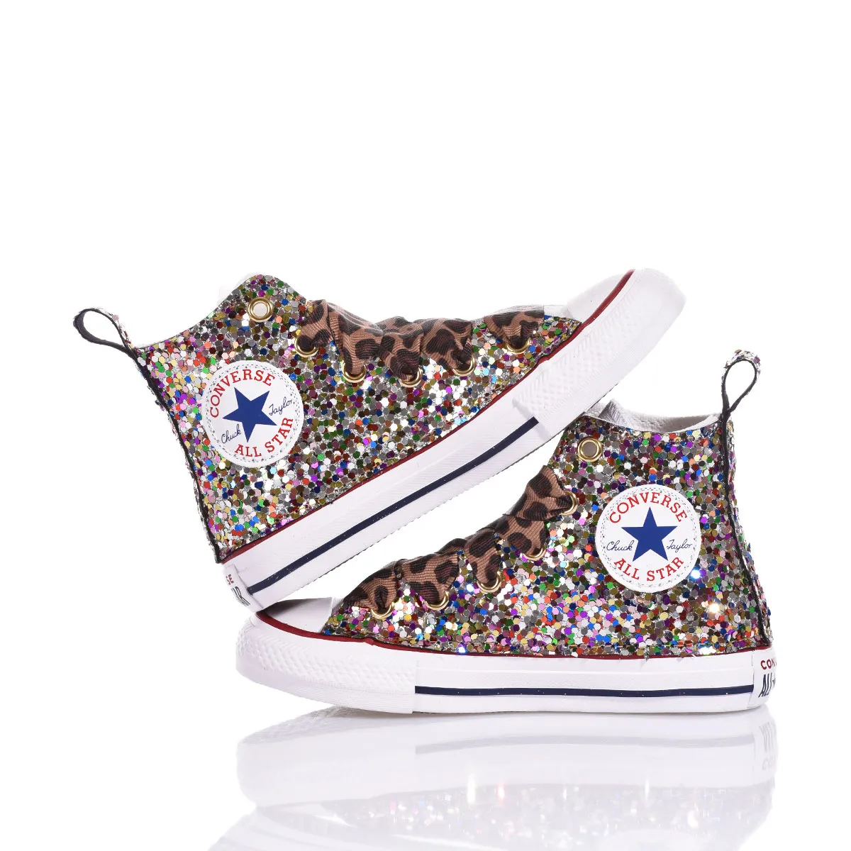 Converse Junior Tiger Rainbow Chuck Taylor Hi Animalier, Glitter