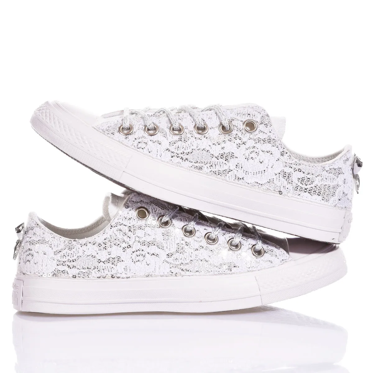 Converse Ox Glamour White Chuck Taylor Basse Pizzo