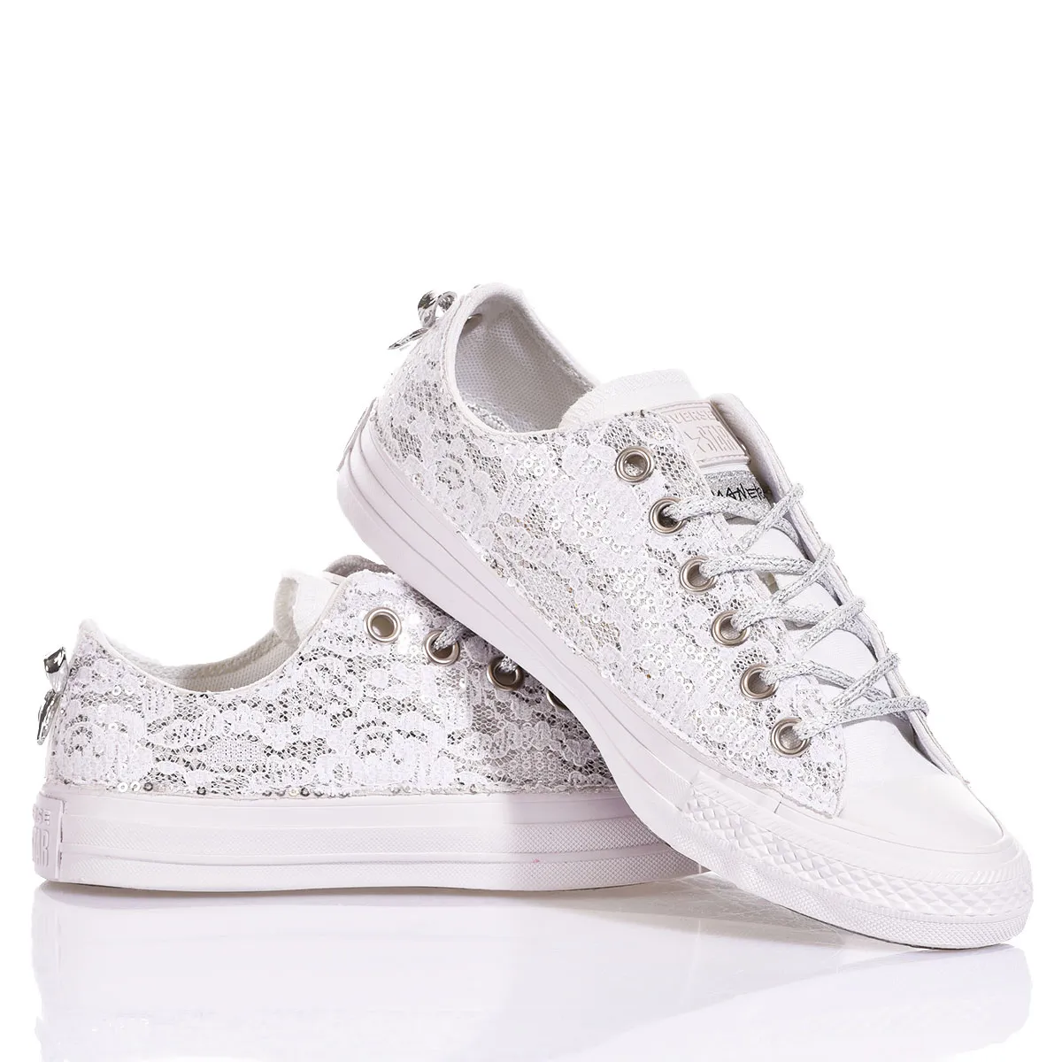 Converse Ox Glamour White Chuck Taylor Basse Pizzo