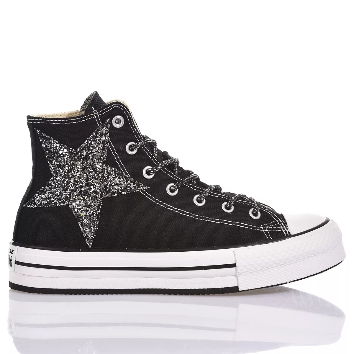 Converse Platform Eva Black Stars  Paillettes