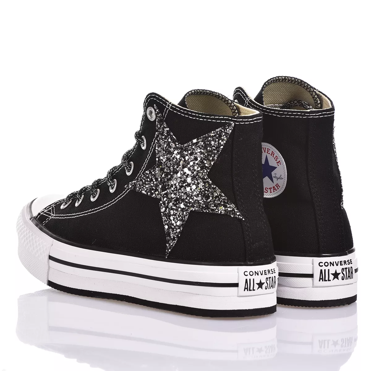 Converse Platform Eva Black Stars  Glitzer