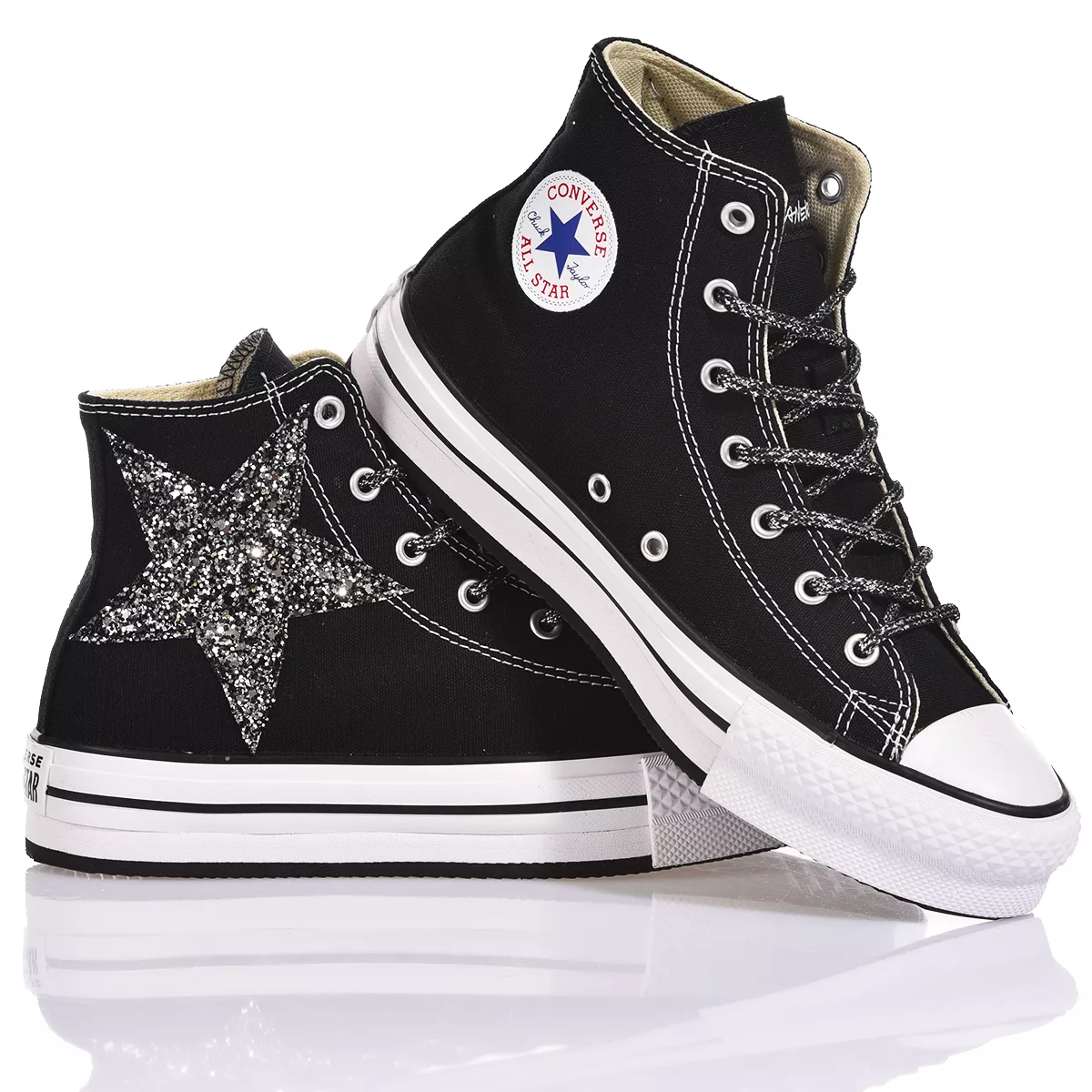 Converse Platform Eva Black Stars  Paillettes