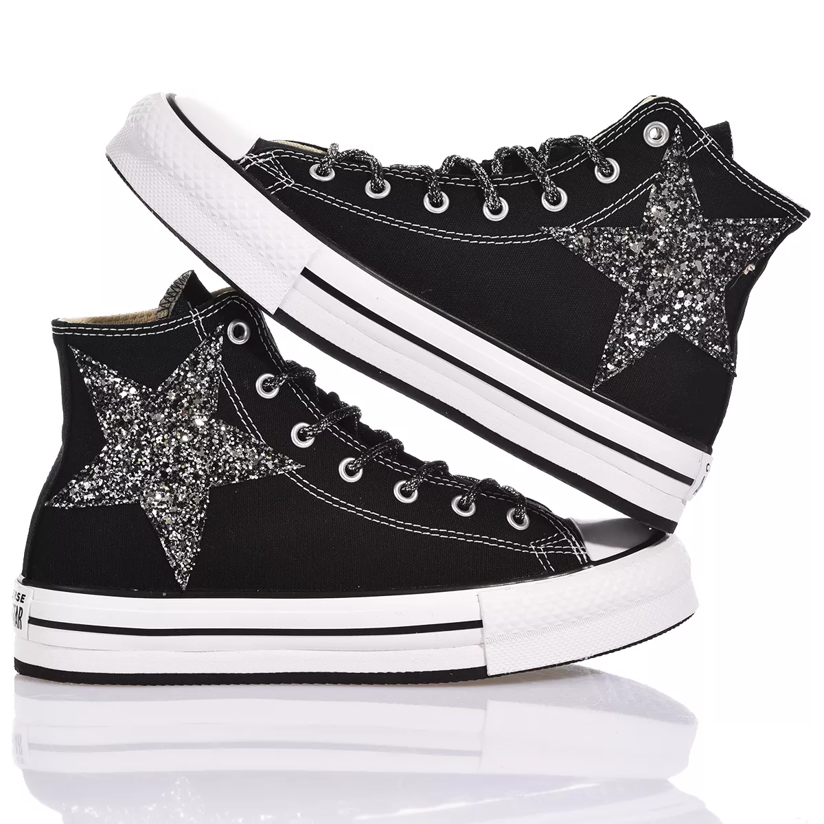 Converse Platform Eva Black Stars  Glitter