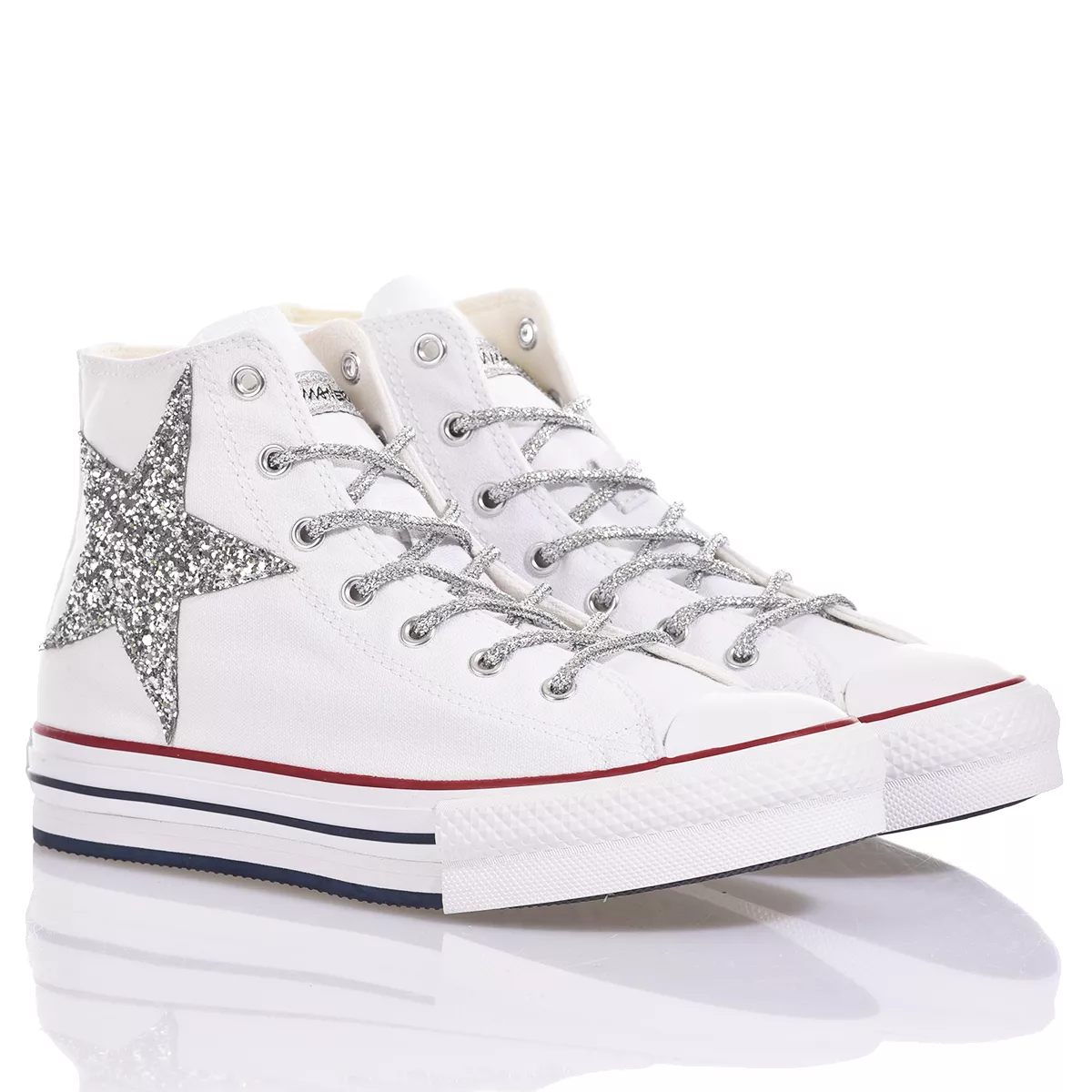 Converse Platform Eva White Stars  Glitzer