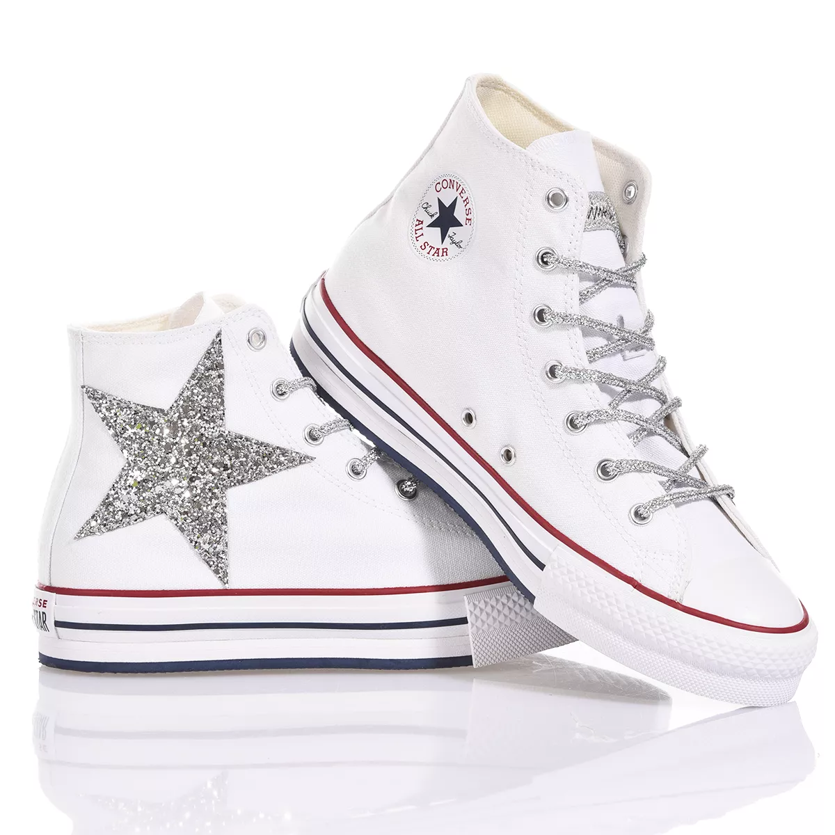 Converse Platform Eva White Stars  Glitzer