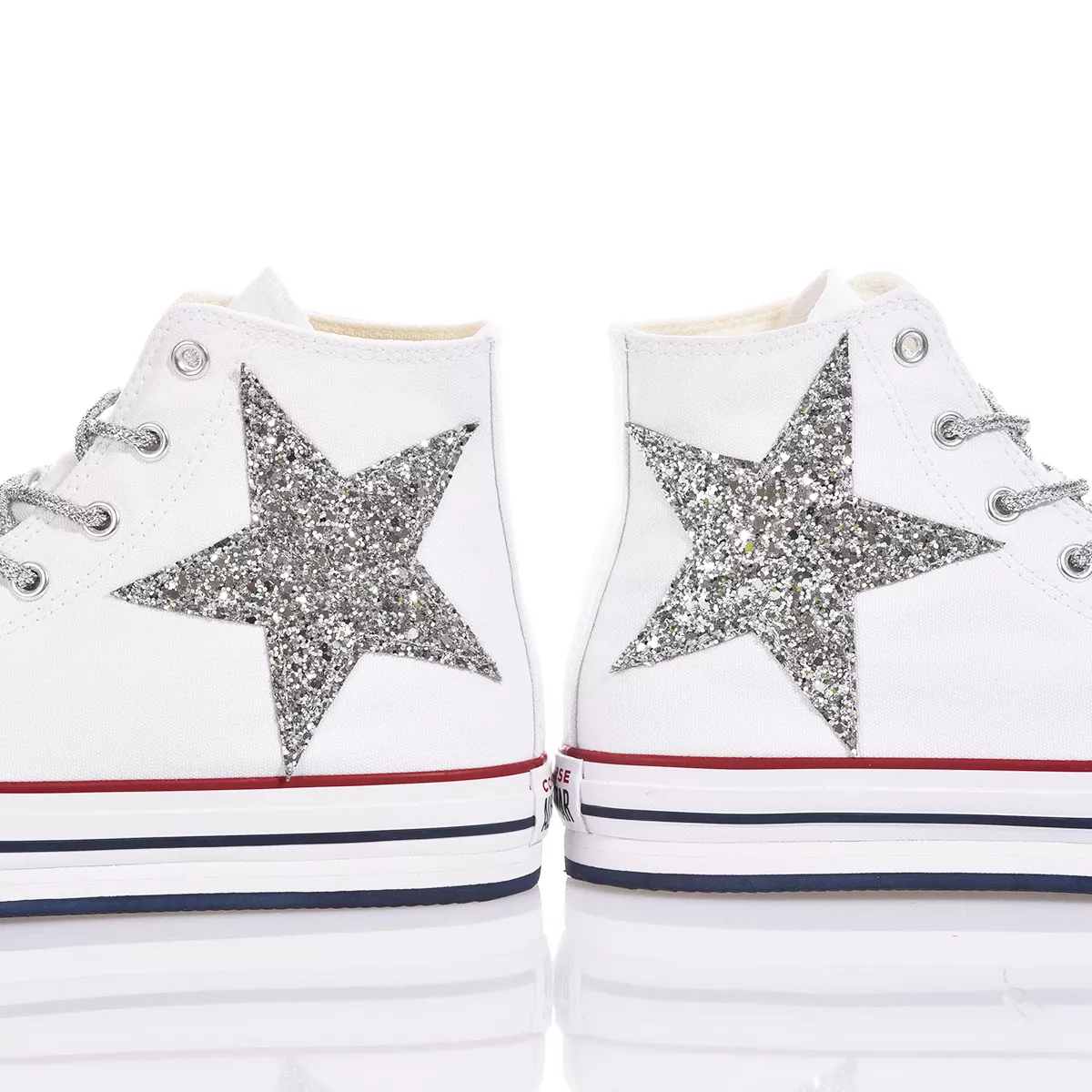 Converse Platform Eva White Stars  Glitzer