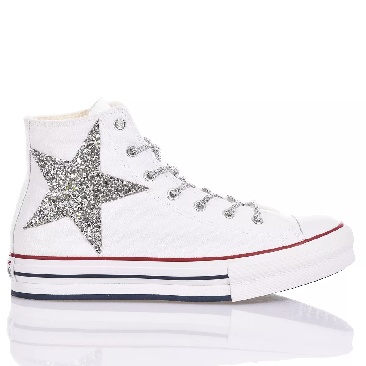 Converse Platform Eva White Stars  Glitzer