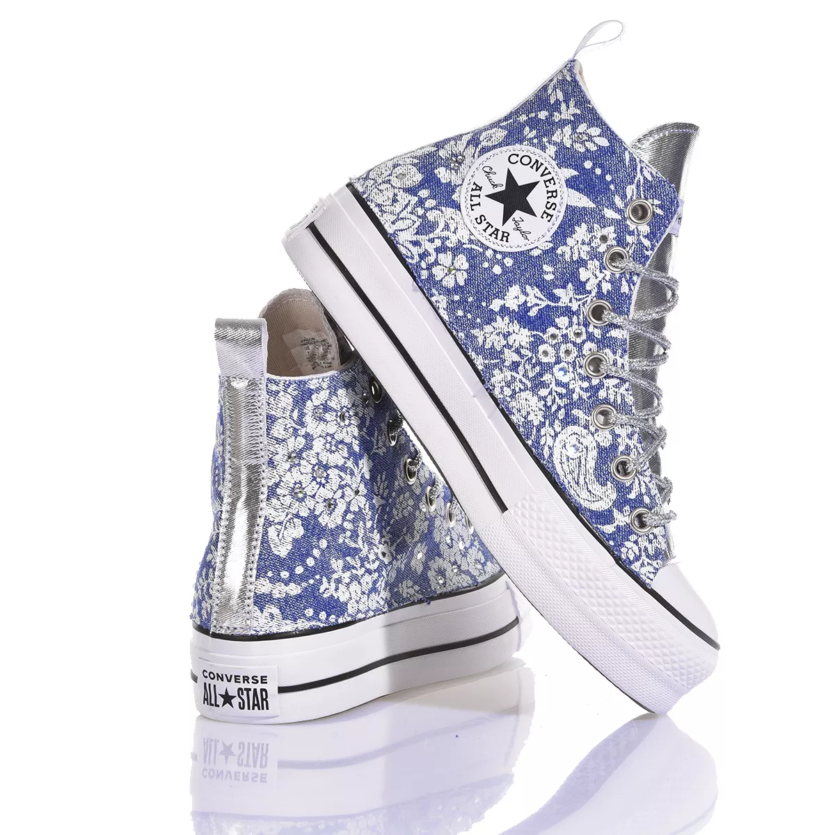 Converse Platform Flower Jeans Plateau Special, Swarovski