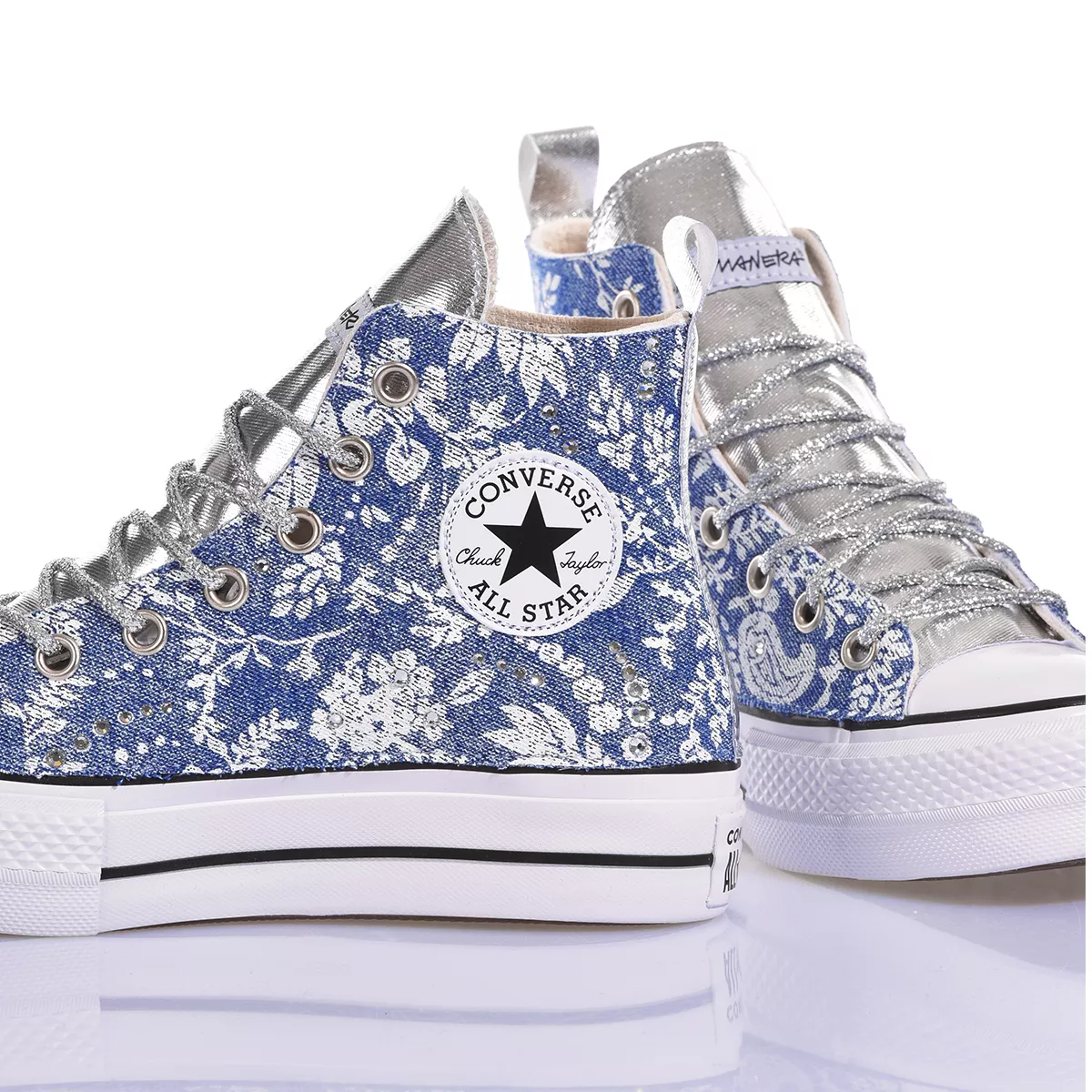 Converse Platform Flower Jeans Plateau Special, Swarovski