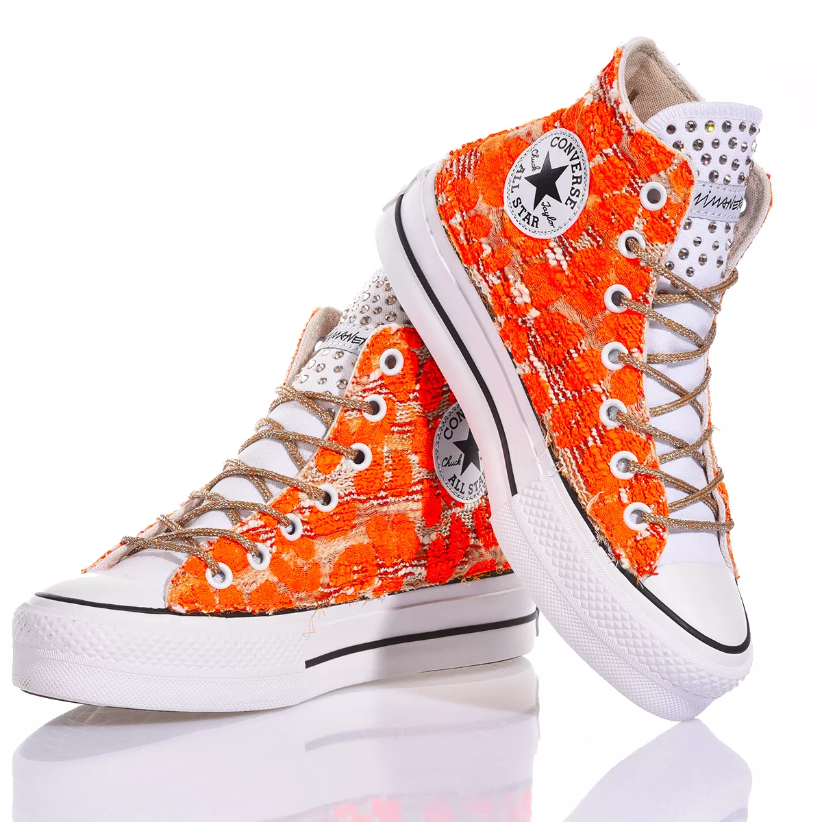 Converse Platform Orange Leo Plateau Animalier, Special, Swarovski