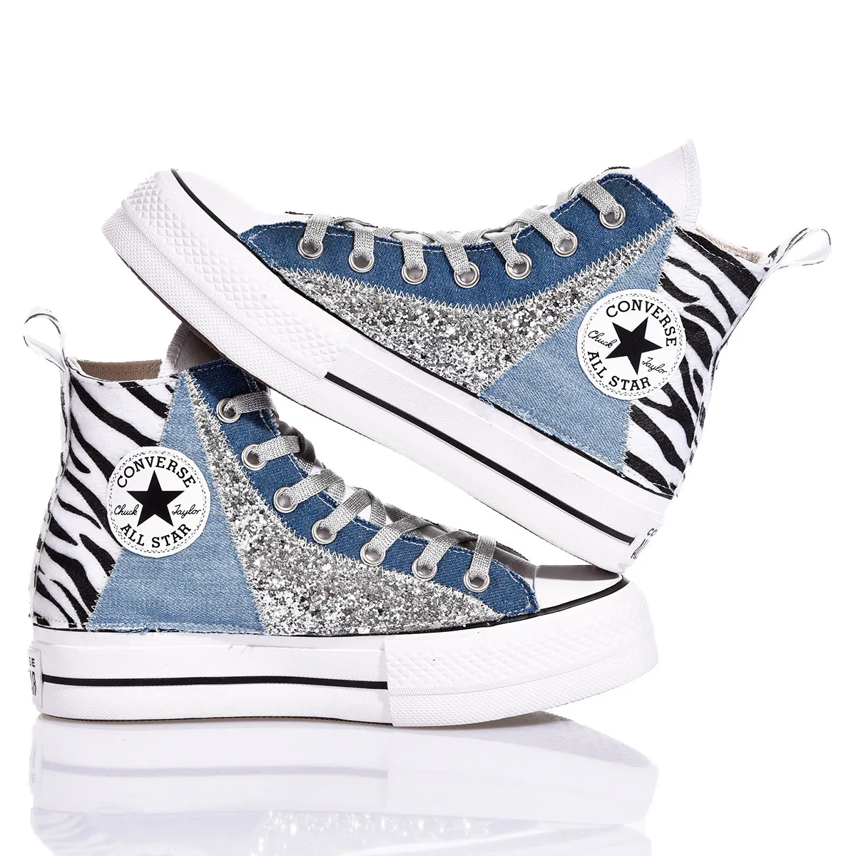 Converse Platform Zebra Lace Platform Animalier, Glitter