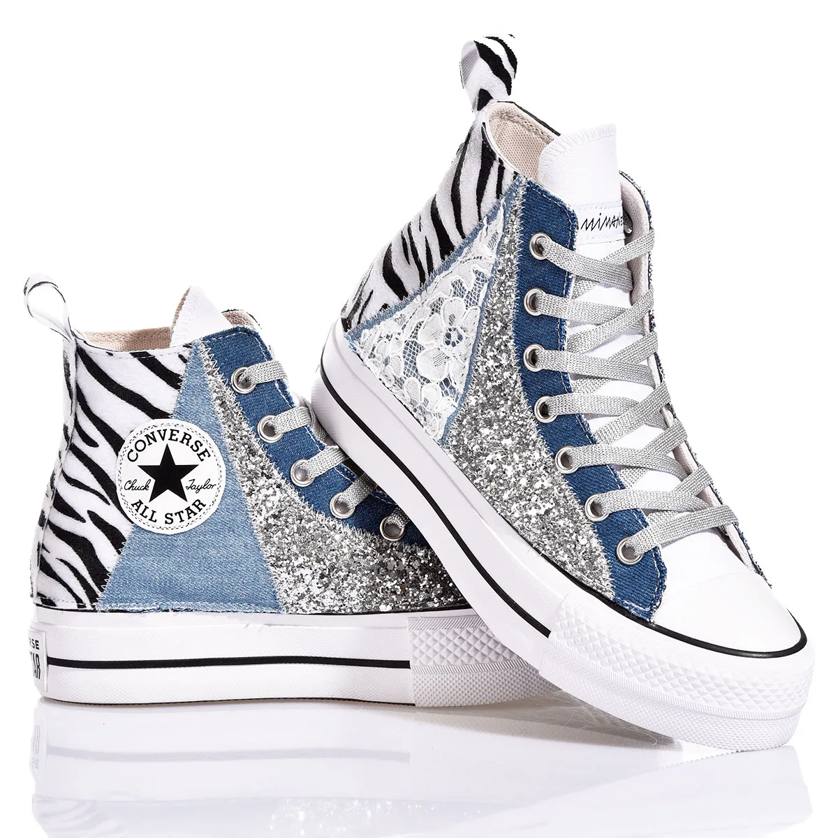 Converse Platform Zebra Lace Platform Animalier, Glitter