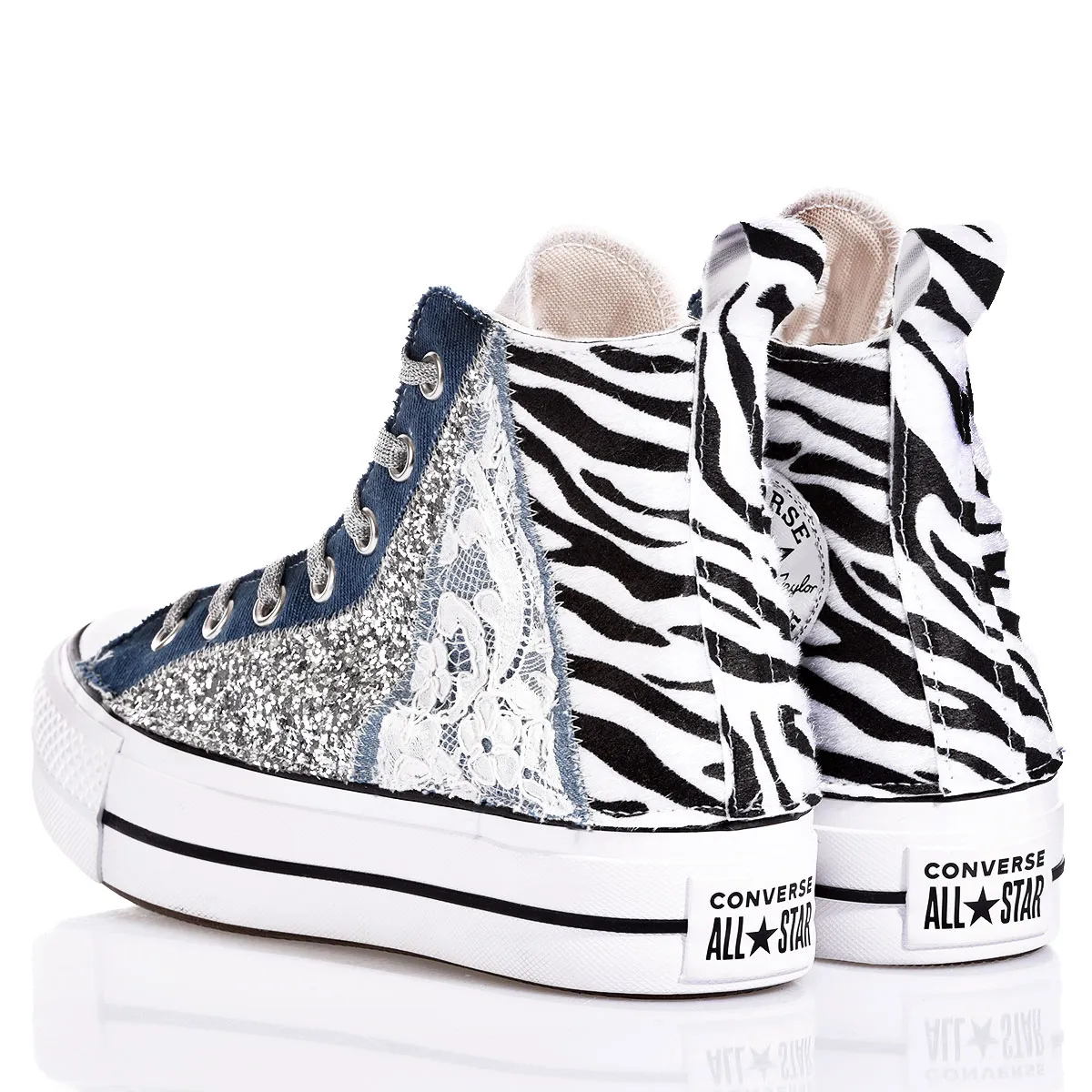 Converse Platform Zebra Lace Platform Animalier, Glitter