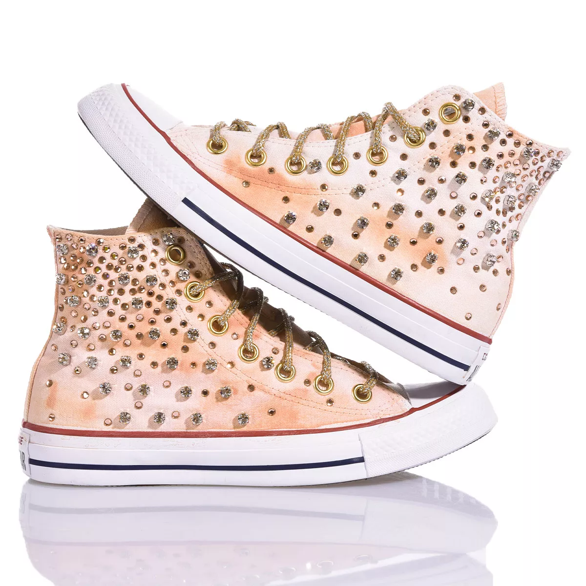 Converse Precious Peach Chuck Taylor High Top Washed-out, Swarovski