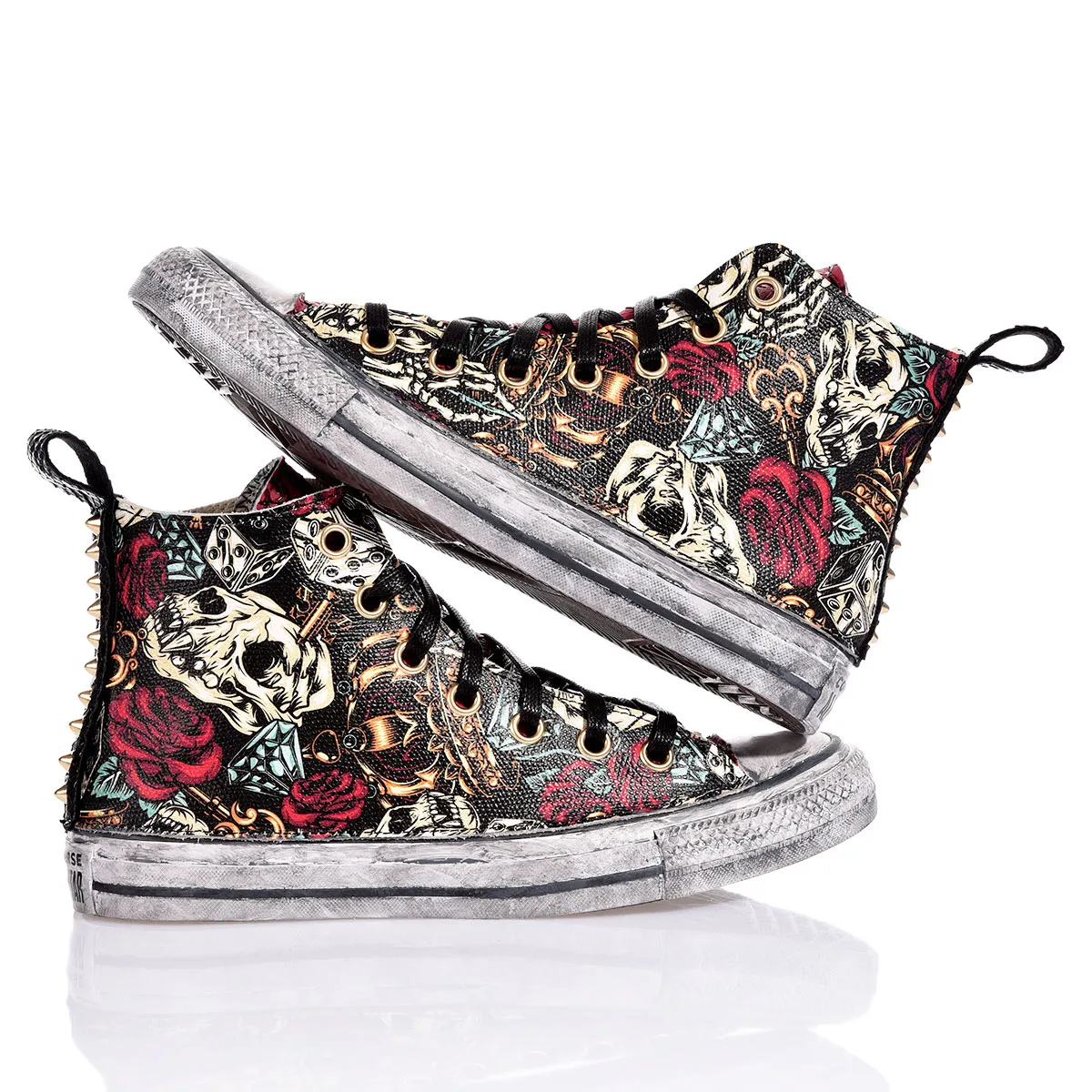 Converse Red Skull Chuck Taylor Hi Animalier, Studs