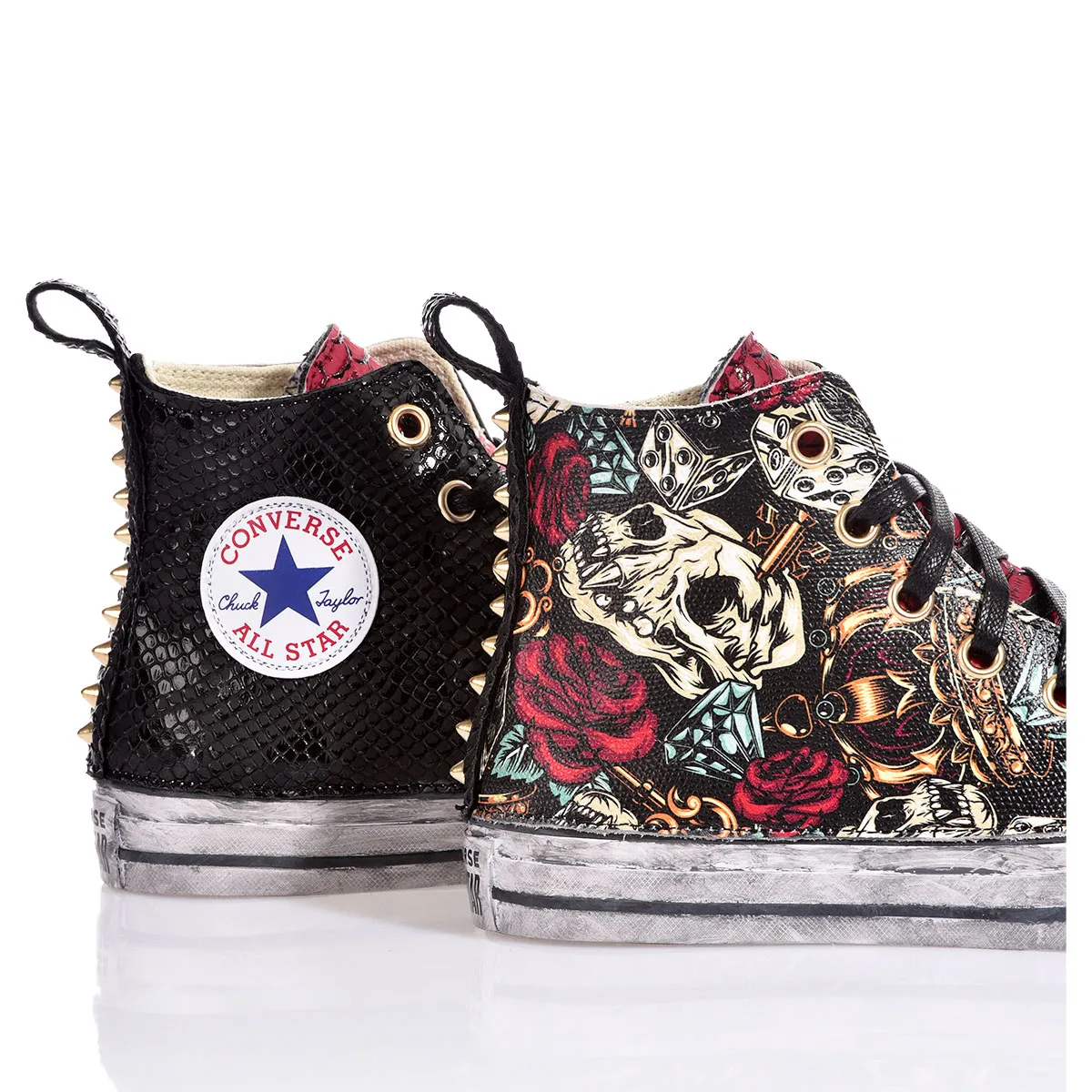 Converse Red Skull Chuck Taylor Hi Animalier, Studs