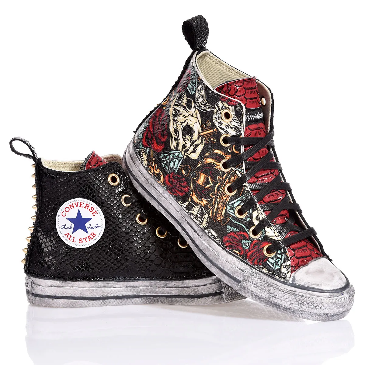 Converse Red Skull Chuck Taylor Hi Animalier, Studs