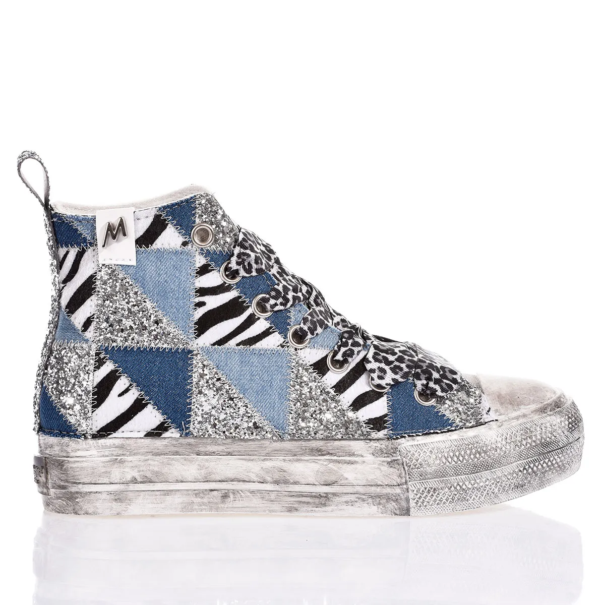 Mimanera Airlines Platform Denim Patch Airlines Platform Animalier, Washed-out, Glitter, Special