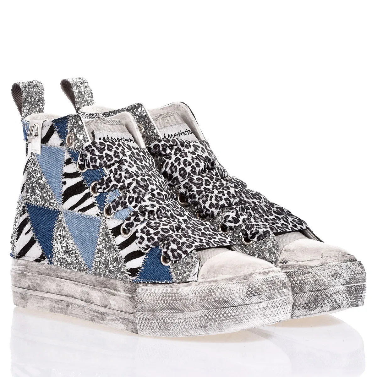 Mimanera Airlines Platform Denim Patch Airlines Platform Animalier, Washed-out, Glitter, Special