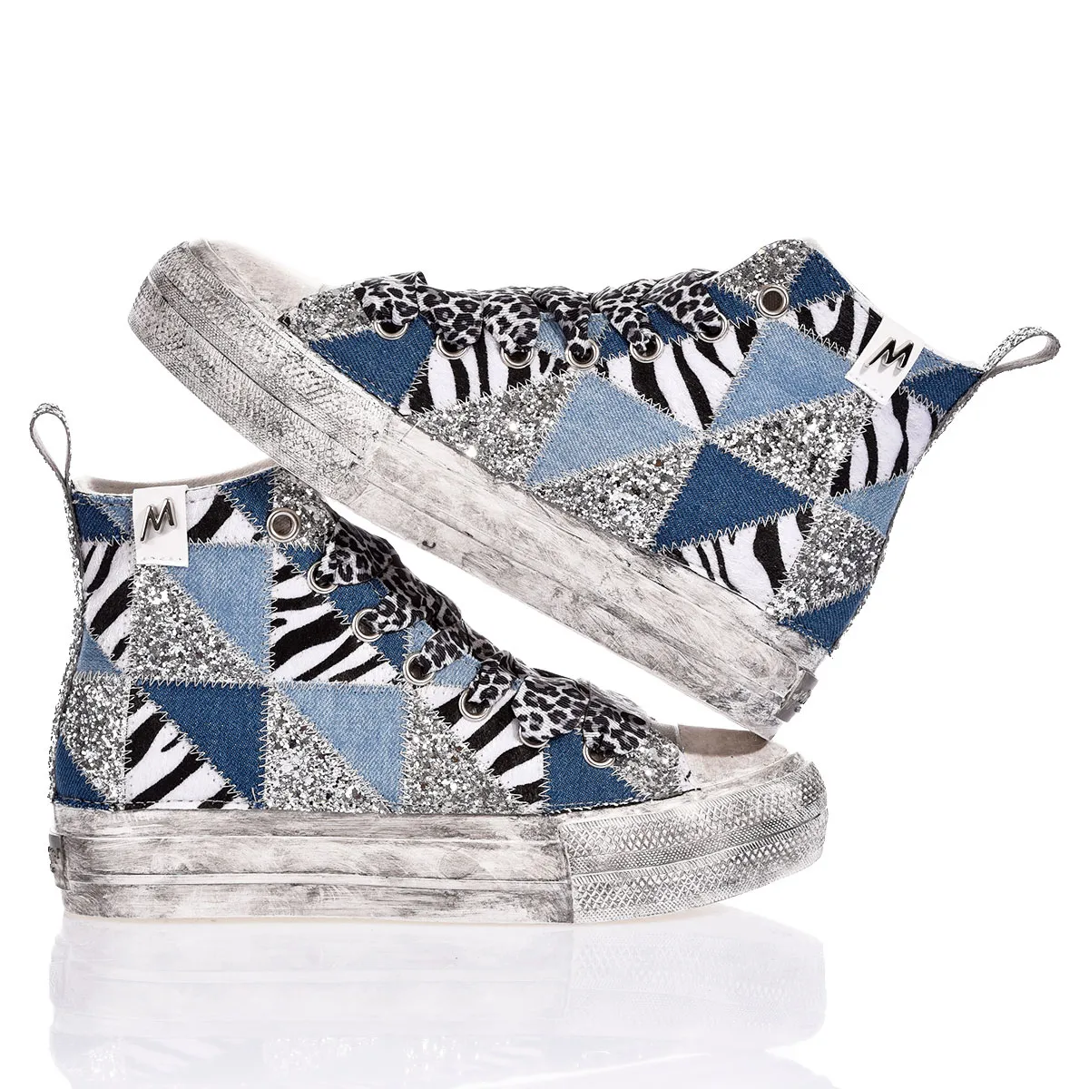 Mimanera Airlines Platform Denim Patch Airlines Platform Animalier, Washed-out, Glitter, Special