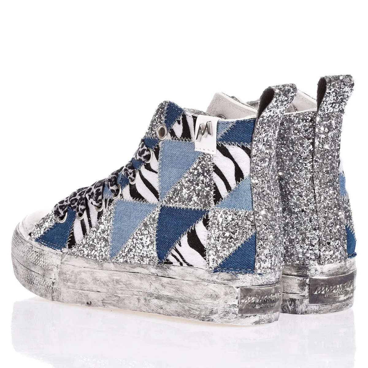 Mimanera Airlines Platform Denim Patch Airlines Platform Animalier, Washed-out, Glitter, Special