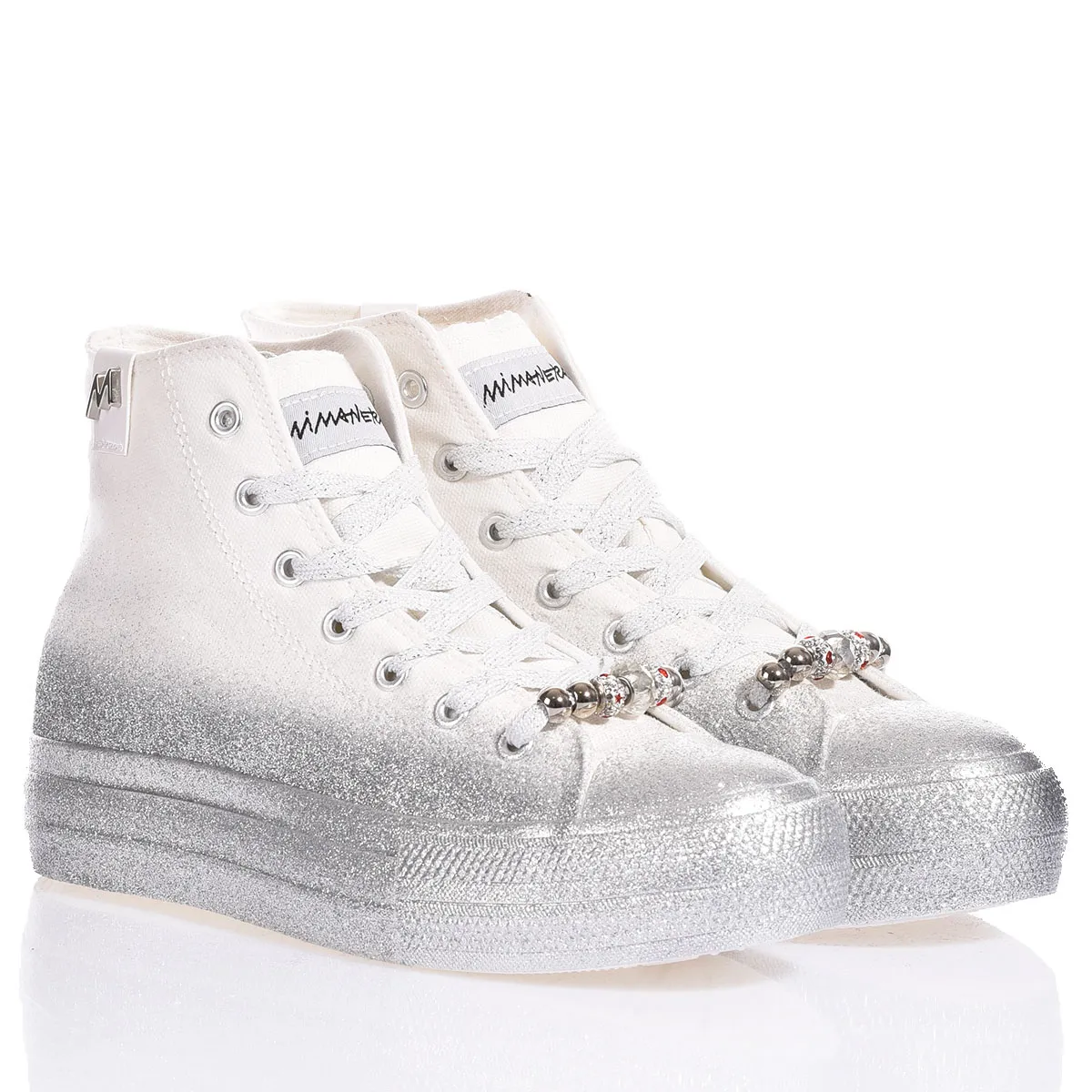 Mimanera Airlines Platform Silver Glittery Airlines Platform brokat